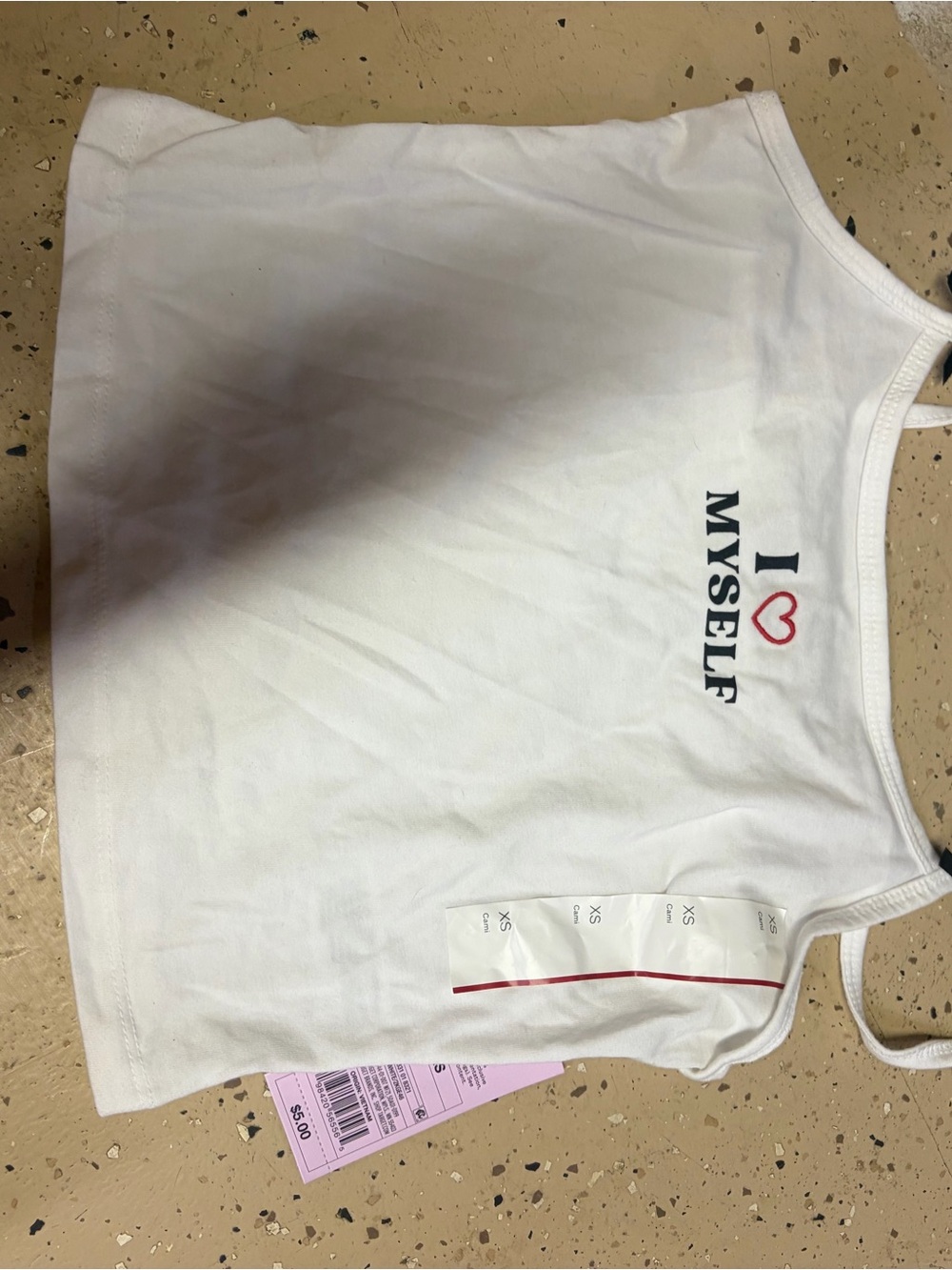 Target White "I ♥ Myself" Crop Tank Top